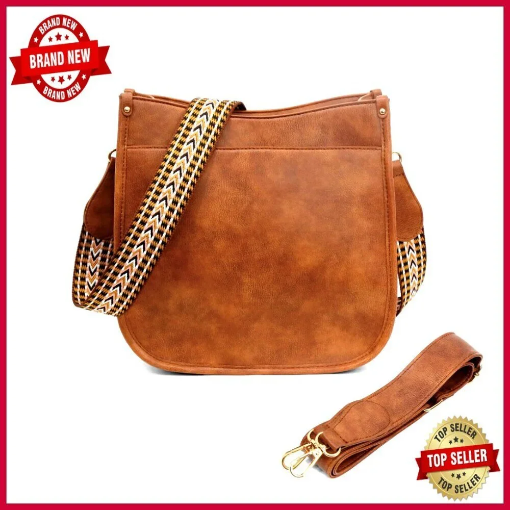 PU Leather Crossbody Bag with Dual Straps, Spacious Essentials Purse